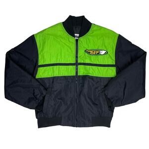 Vintage Arctic Cat Snowmobile 90s Quilt Lined Black & Green Jacket Size Medium